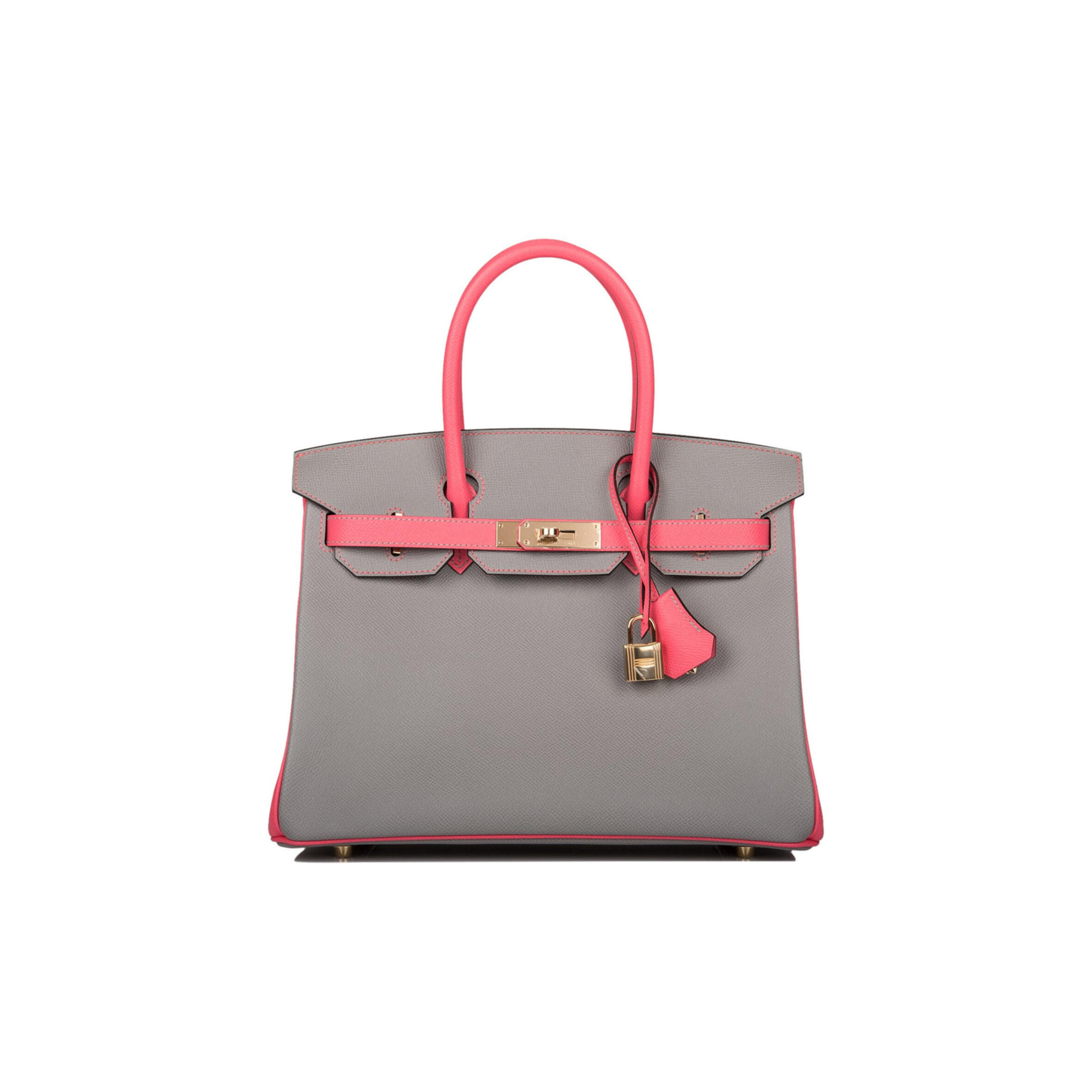H**me5 SPECIAL ORDER (HSS) BIRKIN 30 GRIS MOUETTE AND ROSE AZALEE EPSOM PERMABRASS HARDWARE( 30cm*22*16cm) Master Quality